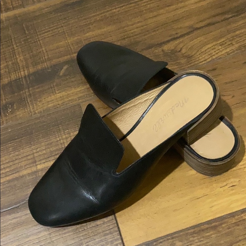 Madewell Willa Black Leather Loafer Mule 6.5